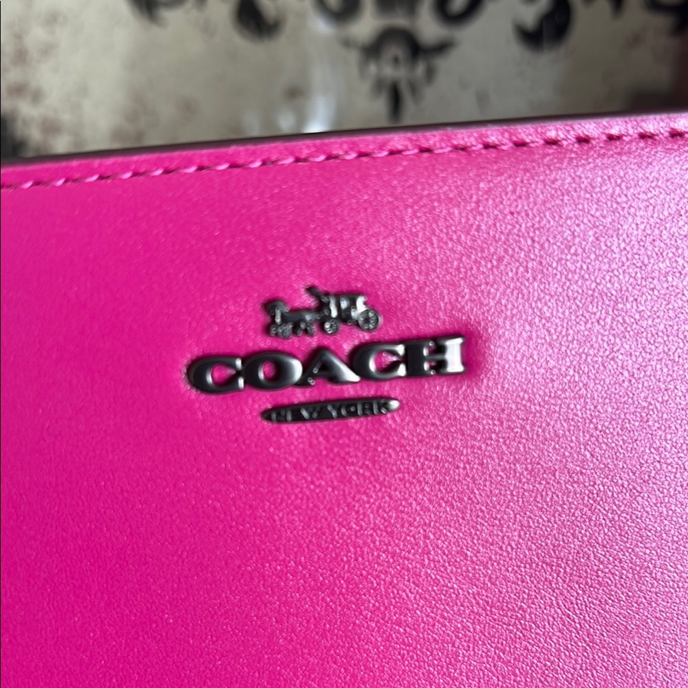 Coach Smooth Leather Fuchsia Women's Wallet - Picture 2 of 16